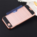 Wholesale iPhone 8 Plus / 7 Plus Credit Card Slot Armor Hybrid Case (Black)